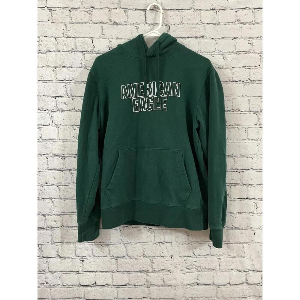 American Eagle Pullover Womens Green Hoodie Front Pocket Drawstring Soft Sz:xs
